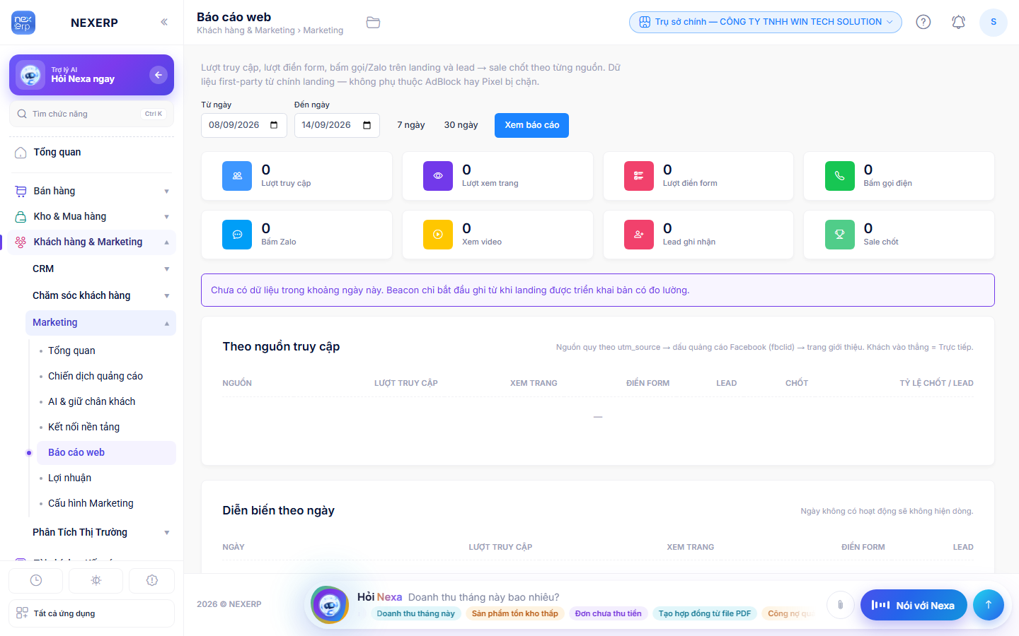 Màn Báo cáo web