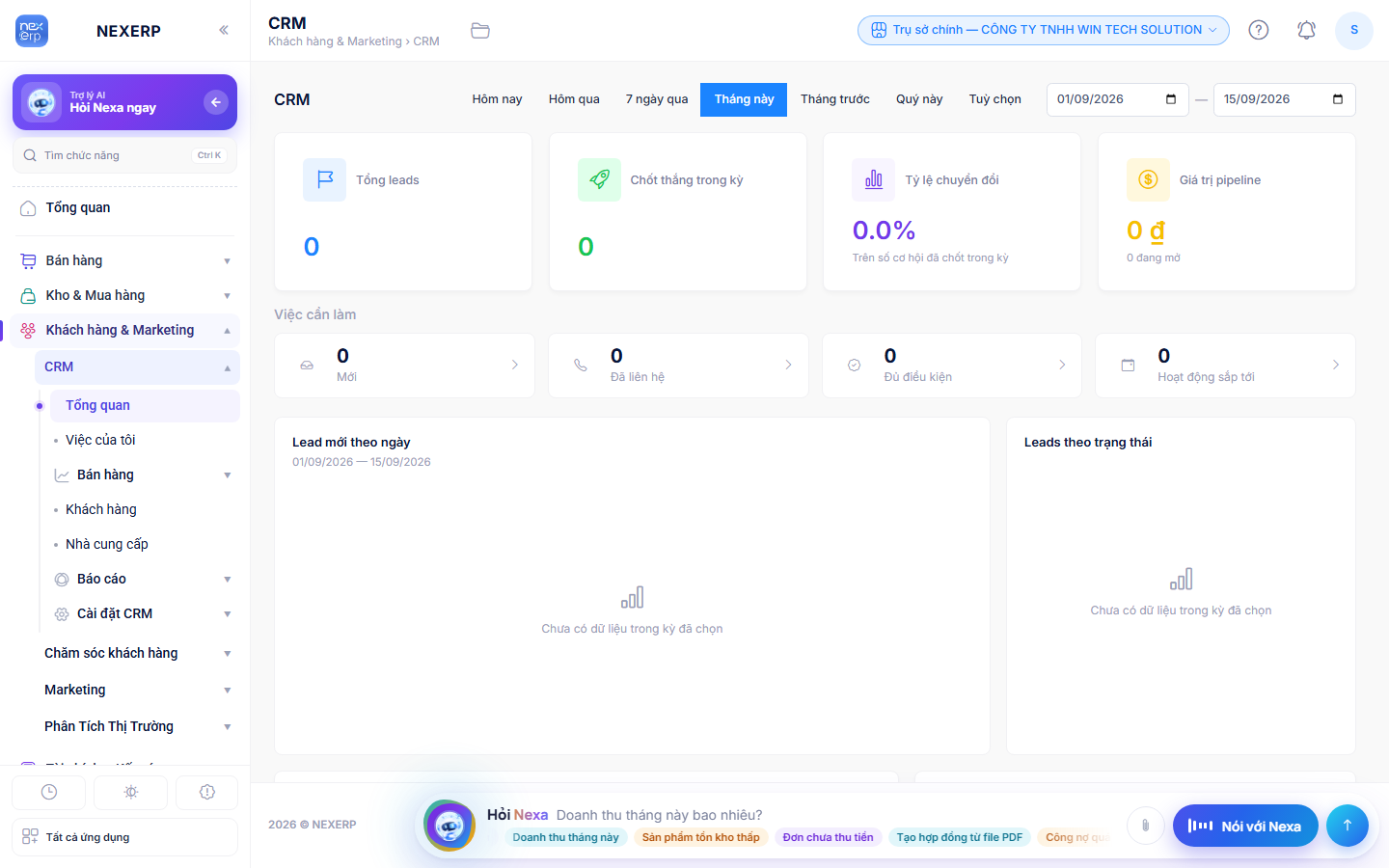 Màn Tổng quan CRM