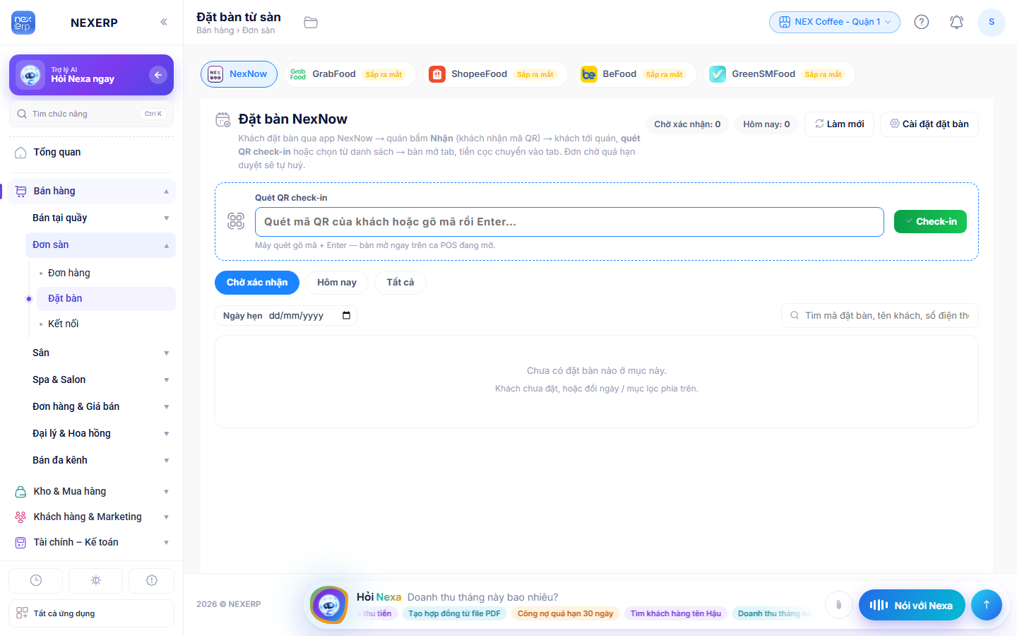 Đặt bàn NexNow